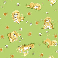 Susybee’s Lyon the Lion Toss on Green Fabric to sew - QuiltGirls®
