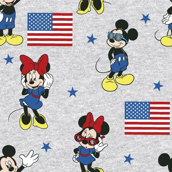 Mickey and Minnie American Flag Fabric to sew - QuiltGirls®