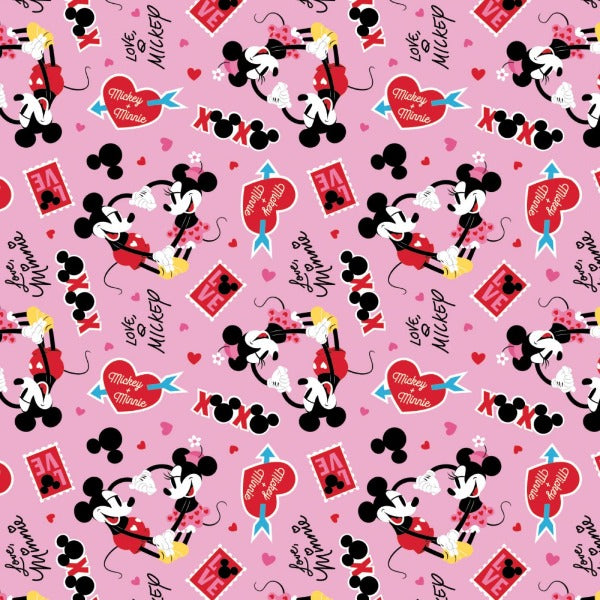 Mickey and Minnie Valentine Fabric to sew - QuiltGirls®