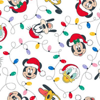 (Remnant 18") Mickey and Friends Christmas Lights Fabric to sew - QuiltGirls®