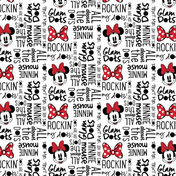 Minnie Mouse All About the Dots White Fabric to sew - QuiltGirls®