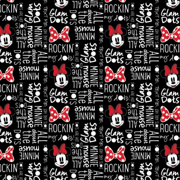 Minnie Mouse All About the Dots Black Fabric to sew - QuiltGirls®