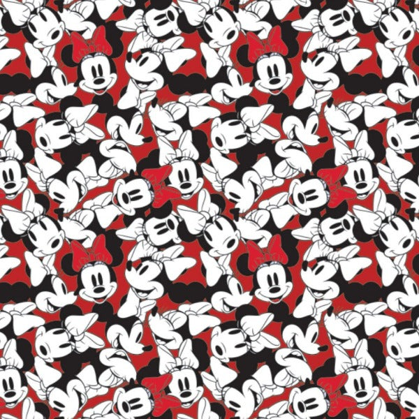 Minnie Mouse Stacked on Red Fabric to sew - QuiltGirls®