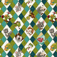 Rescued and Loved Pets on Argyle Fabric to sew - QuiltGirls®