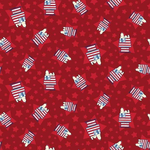 Snoopy House Toss Patriotic Fabric to sew - QuiltGirls®
