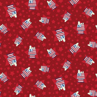 (Remnant 18") Snoopy House Toss Patriotic Fabric to sew - QuiltGirls®
