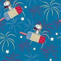(Remnant 18") Snoopy Patriotic Popsicle Fabric to sew - QuiltGirls®