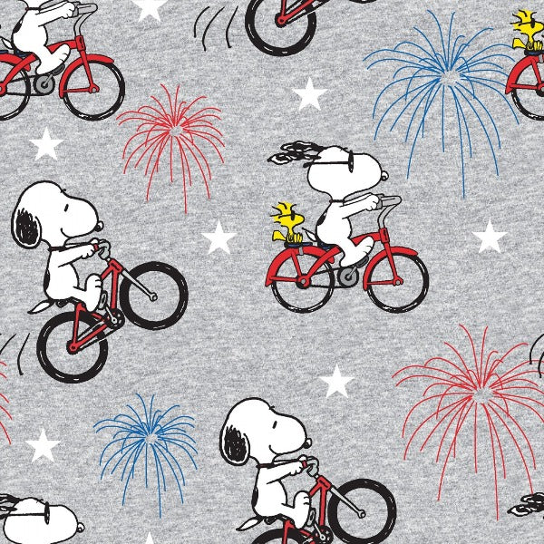 Snoopy and Woodstock Fireworks Fabric to sew - QuiltGirls®