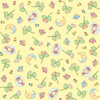 (Remnant 18") Bazooples Sweet Dreams Petals Toss on Yellow Fabric to sew - QuiltGirls®