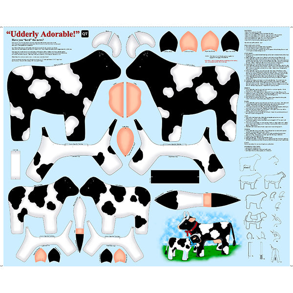 Udderly Adorable Cow Craft Panel to sew - QuiltGirls®