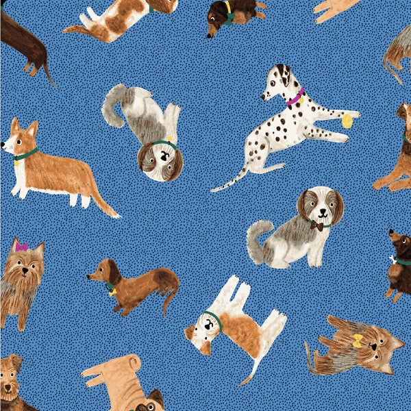 Uptown Dogs on Blue Fabric to sew - QuiltGirls®