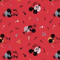 (Remnant 18") Mickey and Minnie Mouse Music Fabric to sew - QuiltGirls®