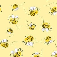 (Remnant 18") Susybee's Bees on Yellow Fabric to sew - QuiltGirls®