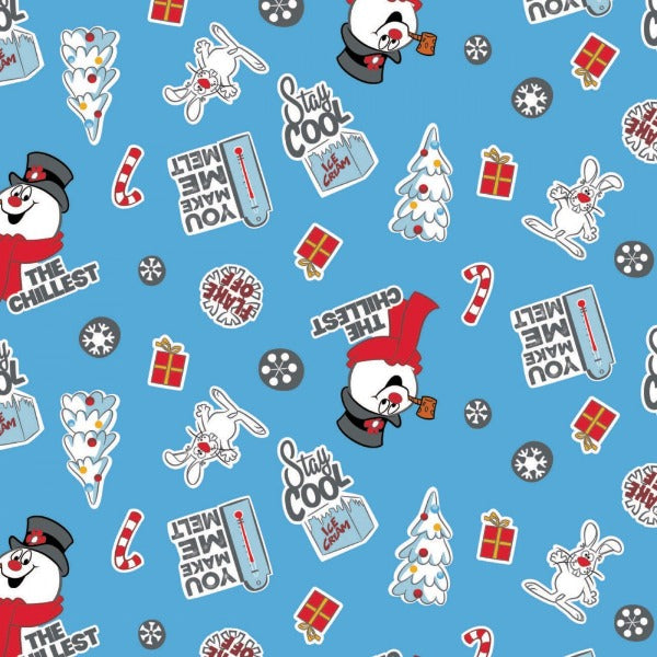 Frosty the Snowman on Blue Fabric to Sew - QuiltGirls®