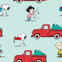 Peanuts Red Truck Christmas Fabric to sew - QuiltGirls®